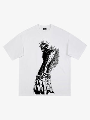 Punk Spiked Graphic T-Shirt 