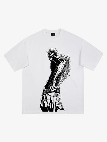 Punk Spiked Graphic T-Shirt 