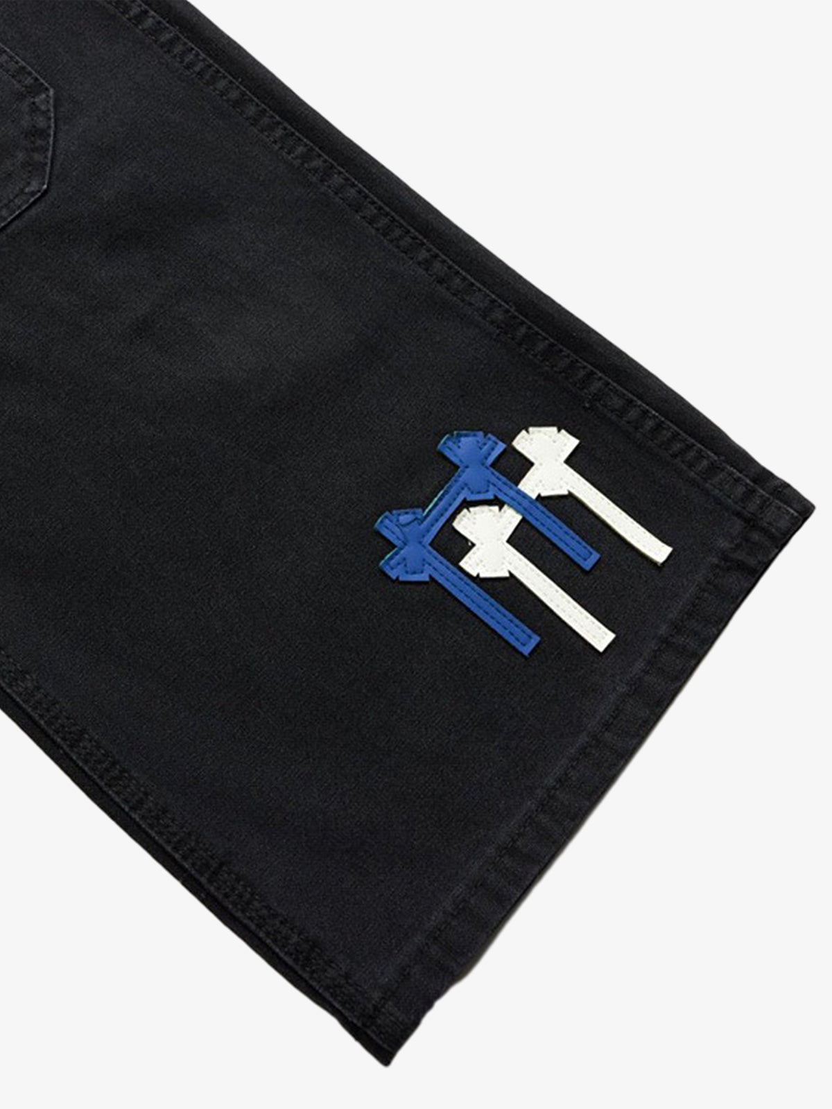 Streetwear Heavy-duty Washed Color-blocked Denim Jeans
