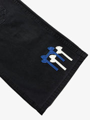 Streetwear Heavy-duty Washed Color-blocked Denim Jeans