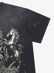 Metal Embossed Ink-Splatter Distressed Tee