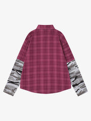 Camicia a maniche lunghe con stampa mimetica e ritratto