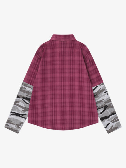Camouflage Portrait Print Long-Sleeve Shirt
