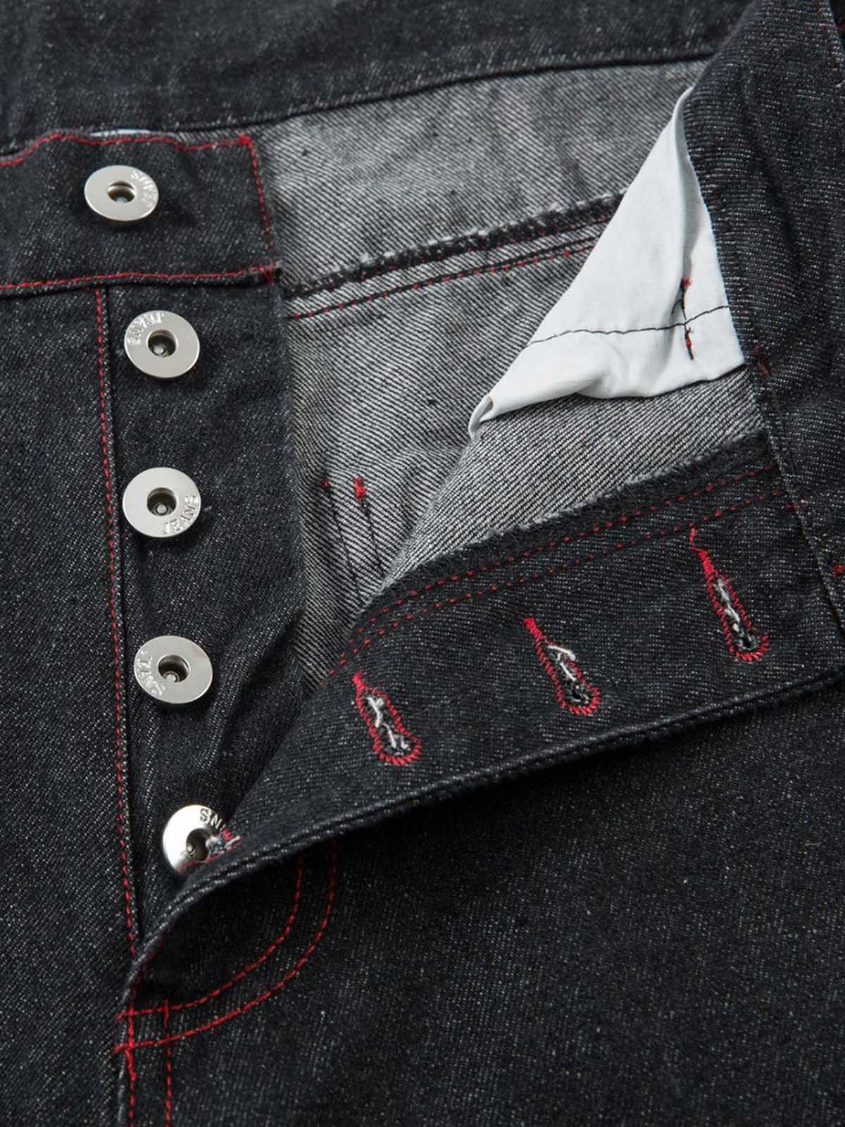 Thesupermade Contrast Thread Cross Letter Embroidered Jeans 