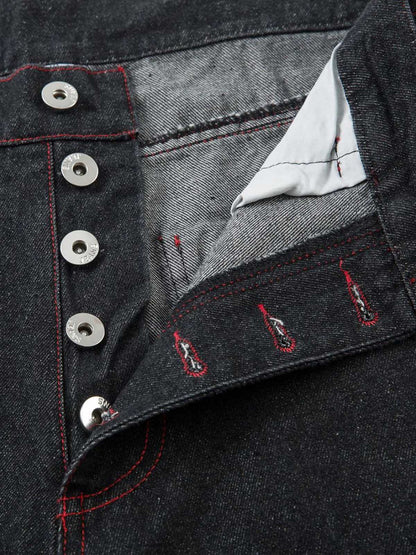Thesupermade Contrast Thread Cross Letter Embroidered Jeans 