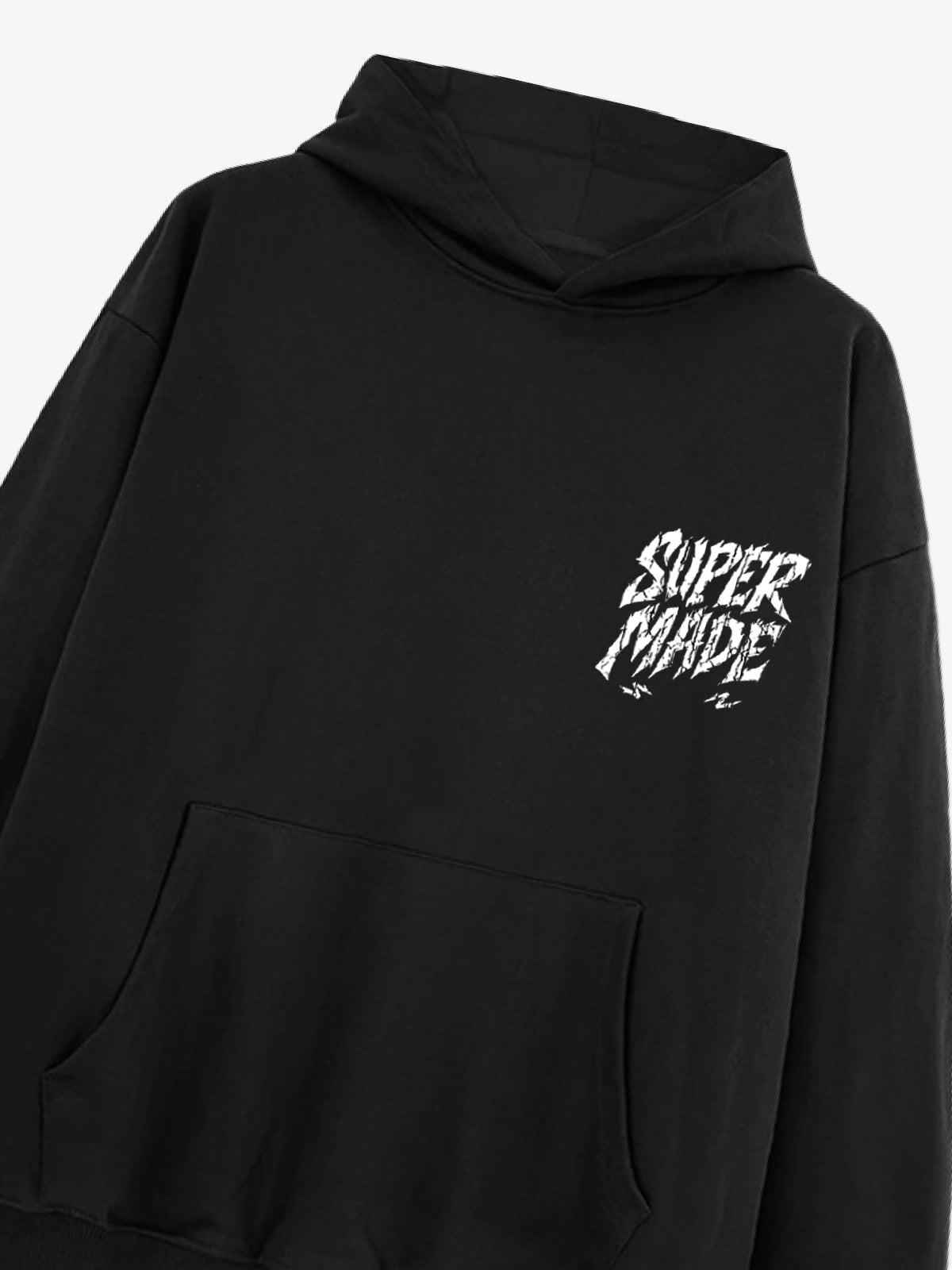 Distressed Graphic Hoodie with Bold Angel Wings Design for Men 