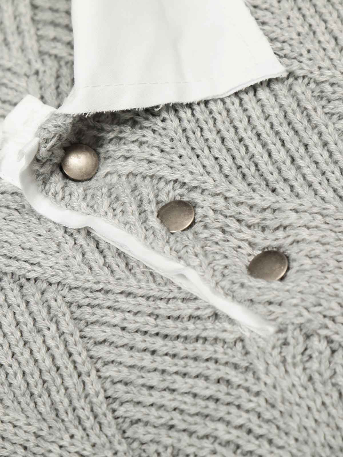 Retro Contrast Collar Embroidery Knit Sweater 