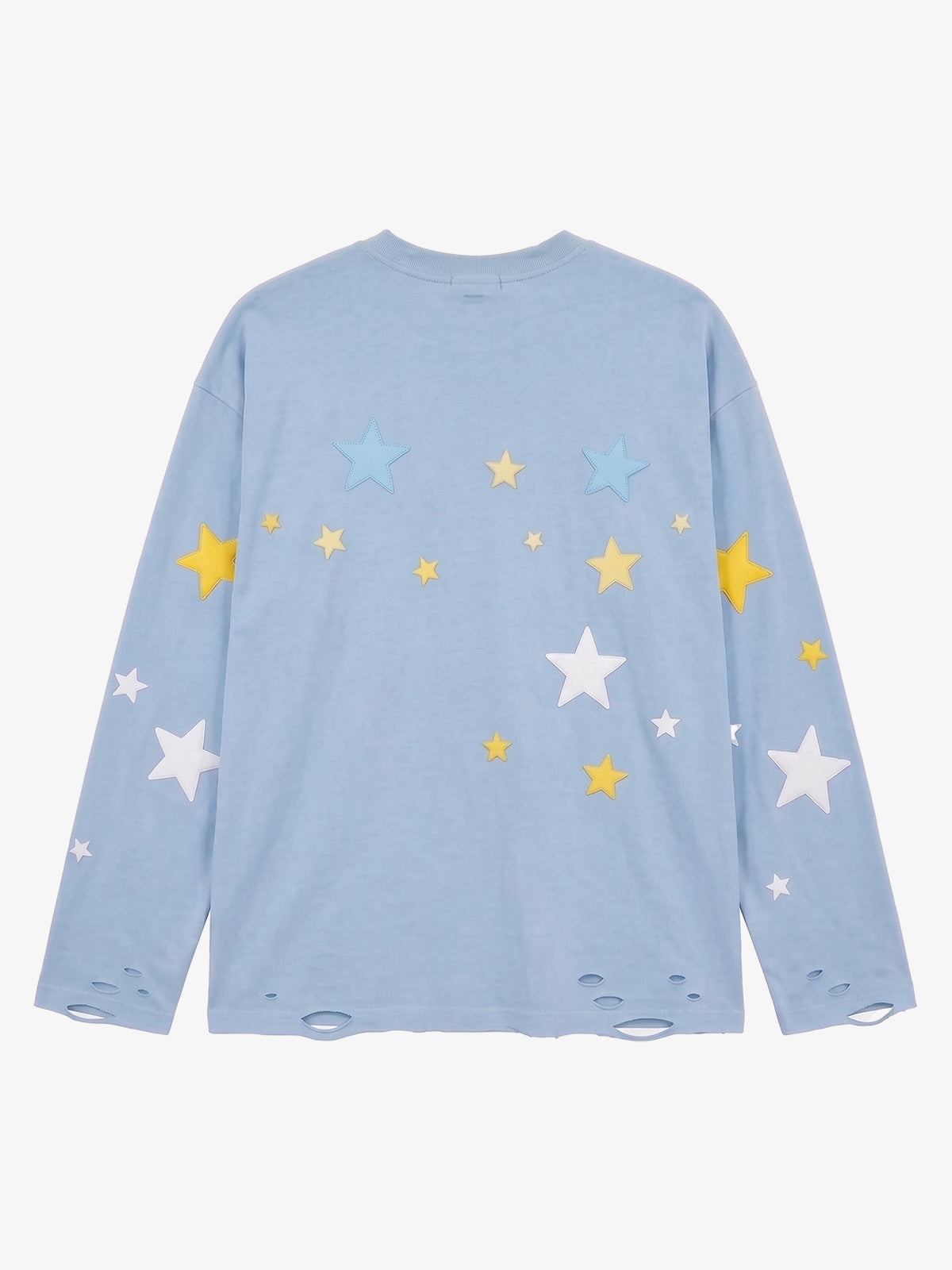 Star Foam Graphic Ripped Color Block Long Sleeve Tee