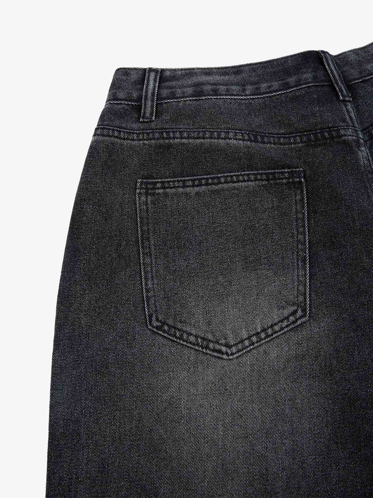 Denim Shorts with Barbed Wire Embroidery and Ripped Details for Men 