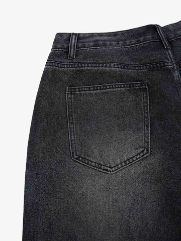 Vintage Barbed Wire Embroidery Distressed Washed Denim Jorts 