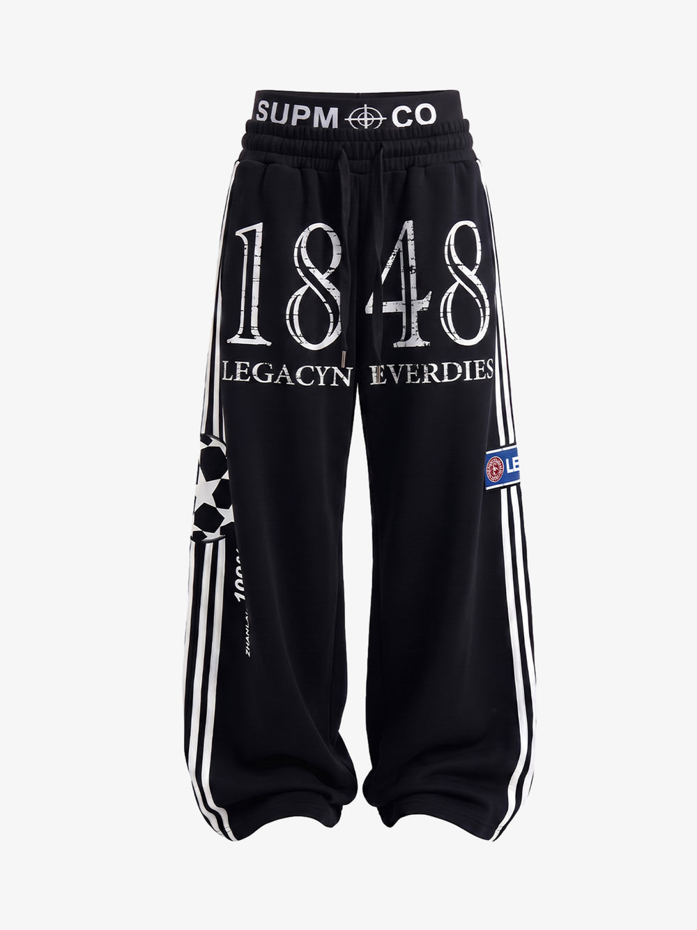 Graphic Color Block Double-Waist Sweatpants