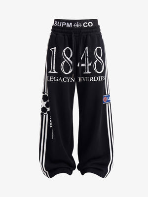 Graphic Color Block Double-Waist Sweatpants