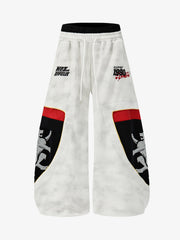 Lion Patchwork Distressed Dirty-Wash Sweatpants