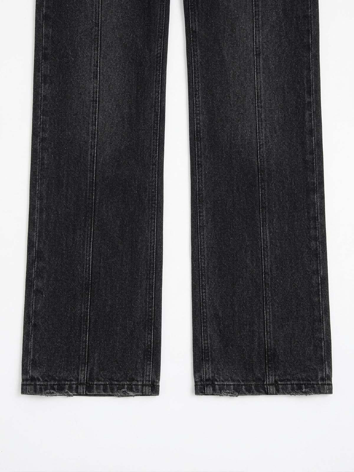 Scorpion Embroidered Pearl-Studded Distressed Straight-Leg Jeans