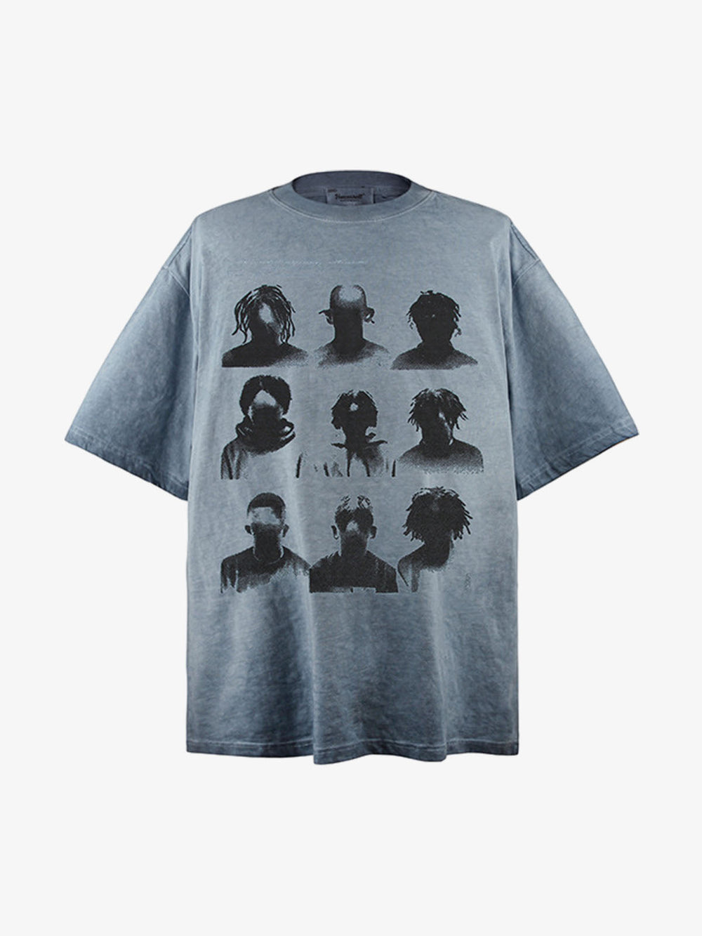Vintage Washed Shadow Portrait Print T-Shirt 