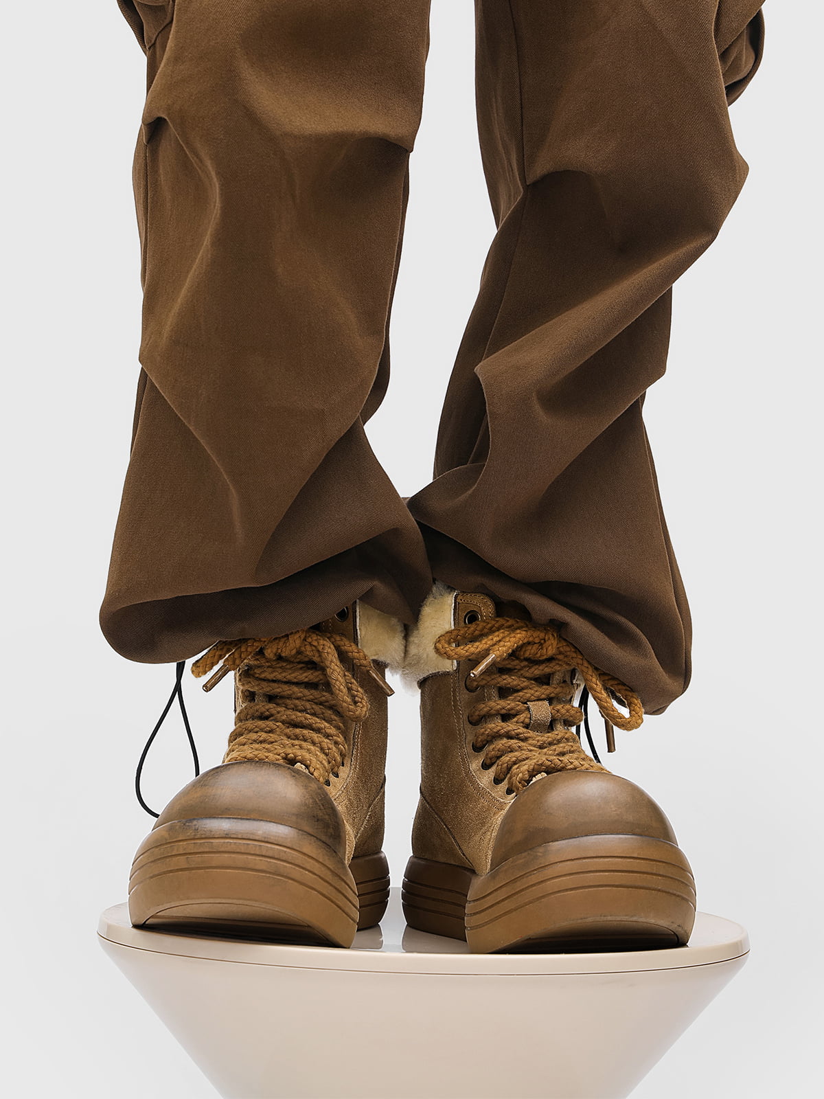 Winter Warmth High-Top Sneaker Boots with Fuzzy Collar 