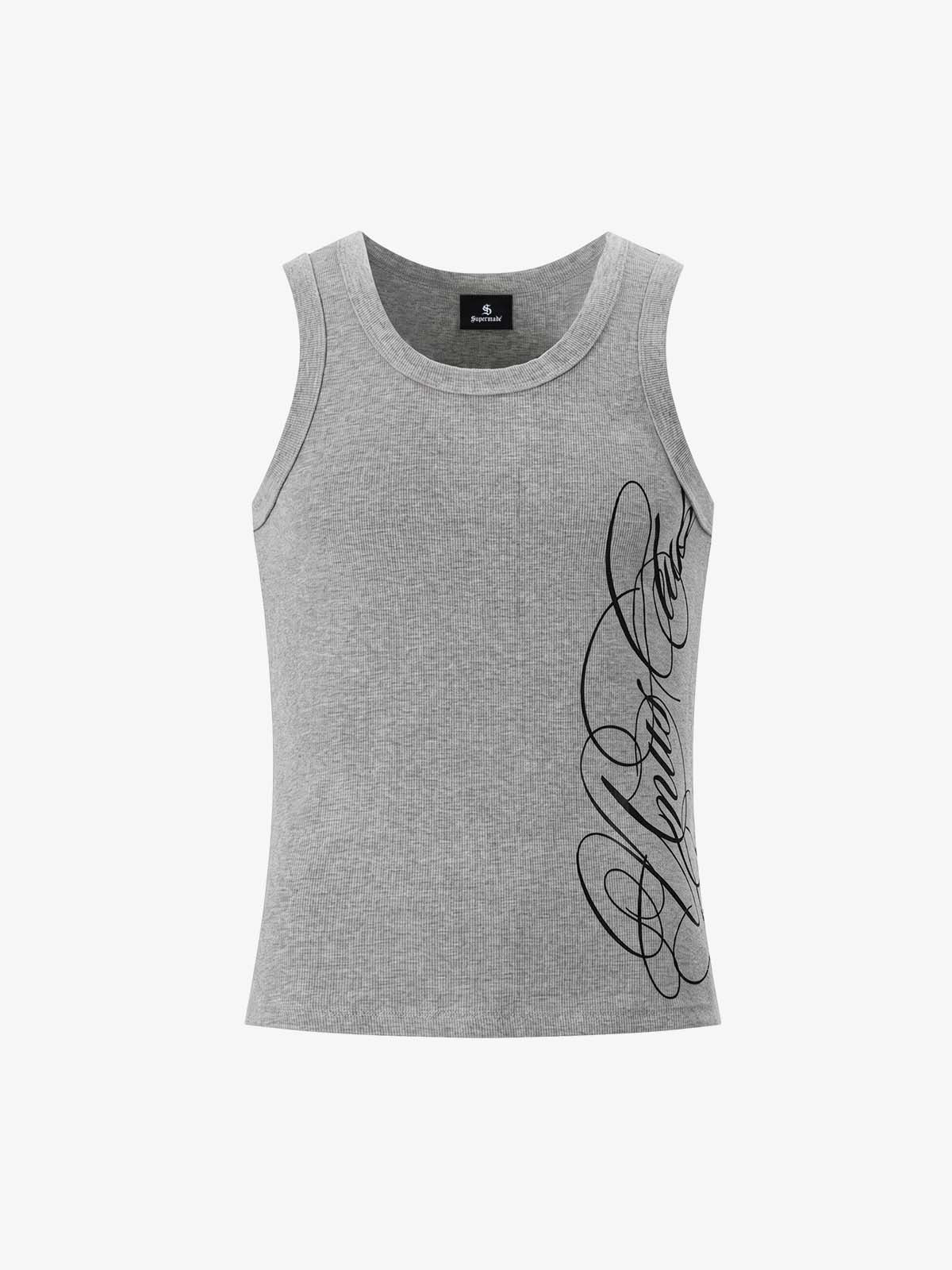 Chaleco sin mangas con estampado floral y letras