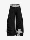 Pantalon cargo à taille léopard et empiècements croisés