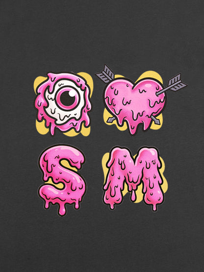 Thesupermade eyeball and love graffiti declaration T-shirt 