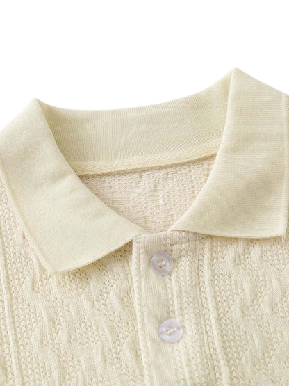 Vintage Print Lapel Short Sleeve Polo Shirt 