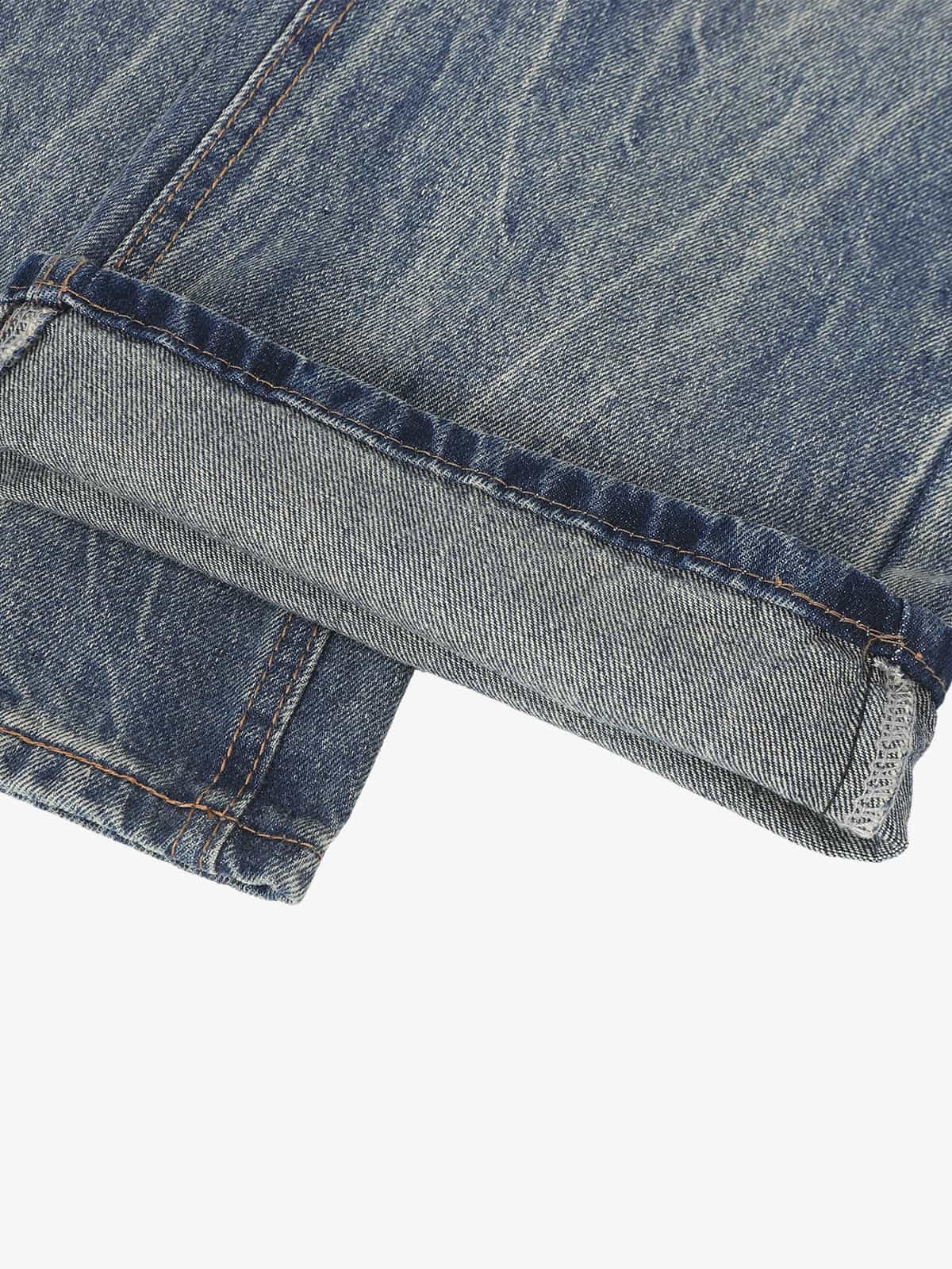 Retro Washed Faded Flared Jeans 