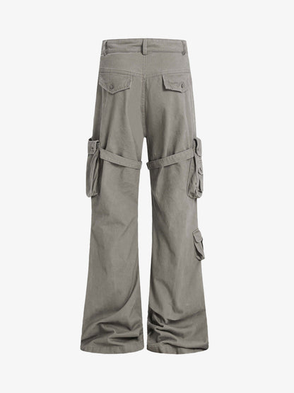 Multi-pocket Cargo Flared Pants 