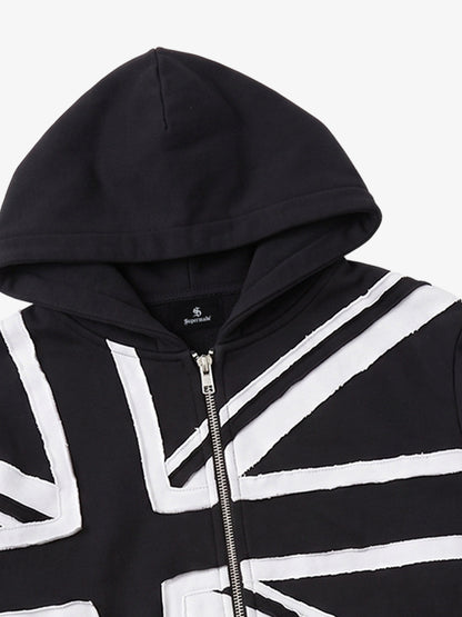 Street Style Union Jack Appliqué Hoodie