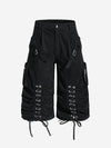 Y2K Lace Up Ruched Wide Leg Cargo Shorts