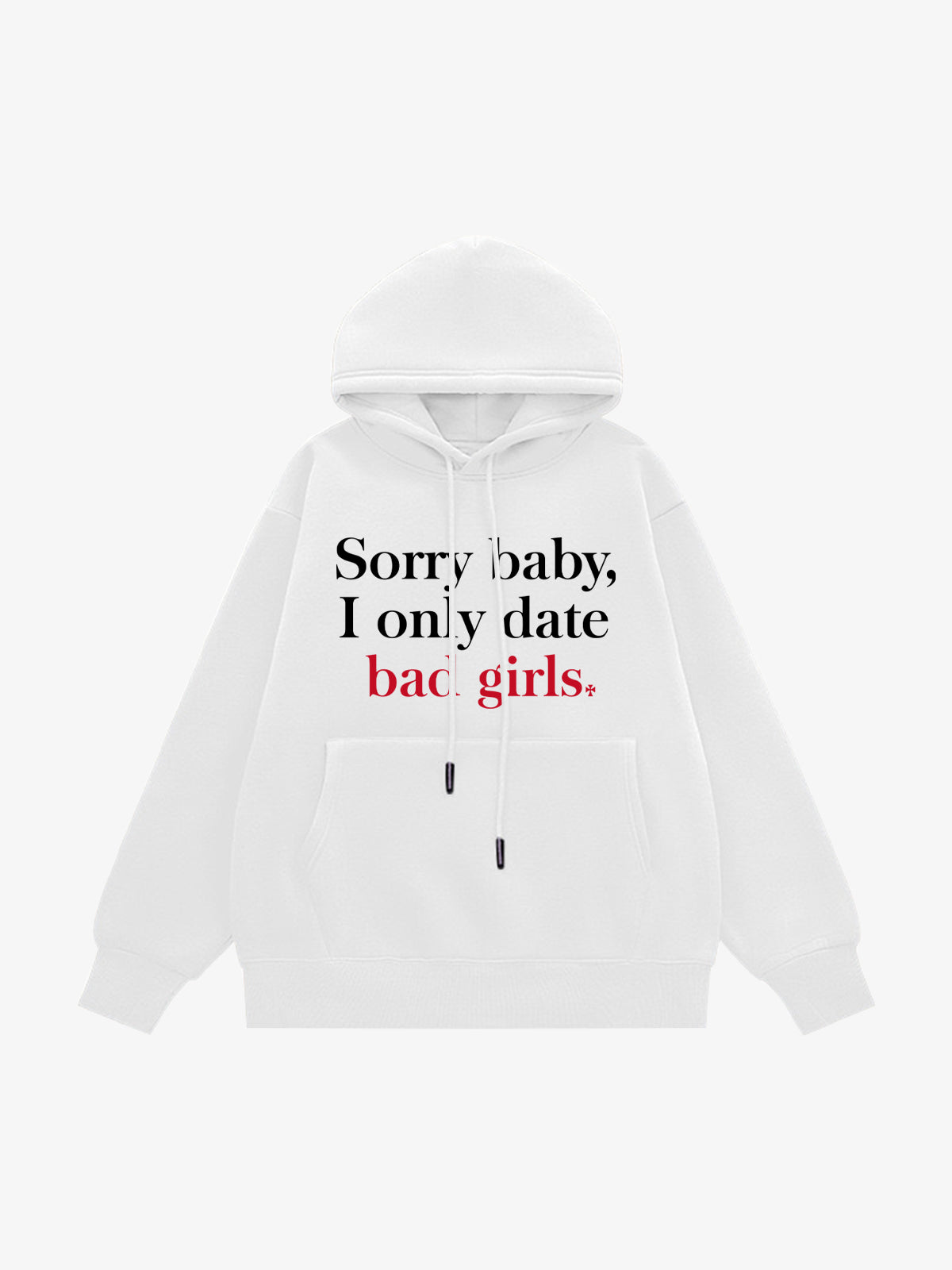 Thesupermade Street Contrast Letter Design Print Plush Hooded Sweatshirt 