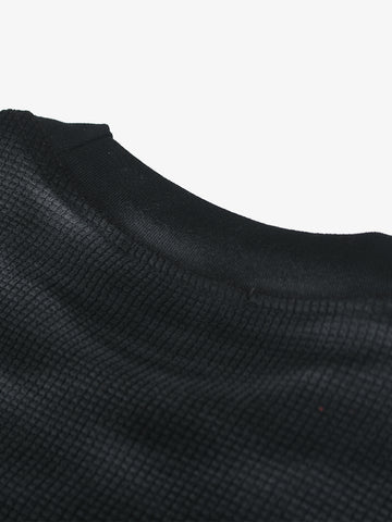 Textured Black T-Shirt – Relaxed Fit Short Sleeve Streetwear Tee