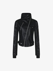 Asymmetrical Zip Faux Leather Slim Fit Jacket