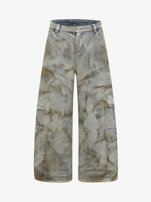 Wide-Leg Tie-Dye Denim Trousers for Modern Fashionistas 