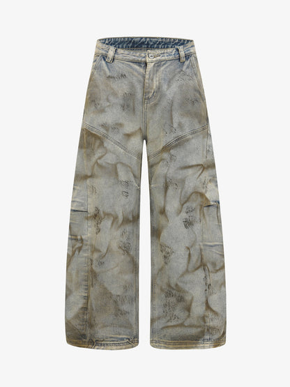 Wide-Leg Tie-Dye Denim Trousers for Modern Fashionistas 