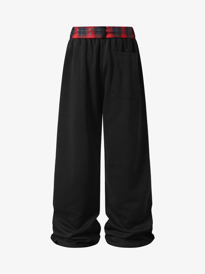 Plaid Embroidered Sweatpants