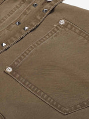 Studded Belt Curved-Leg Jeans