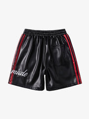 Striped Racing Faux-Leather Shorts 