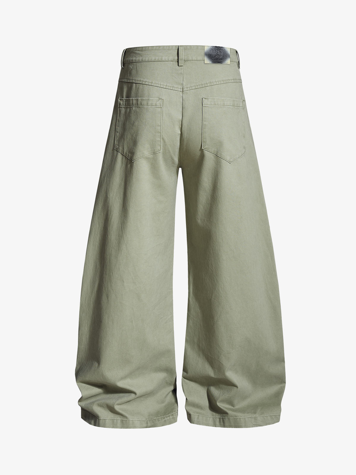 Heavy-Duty Studded Curved Wide-Leg Pants 