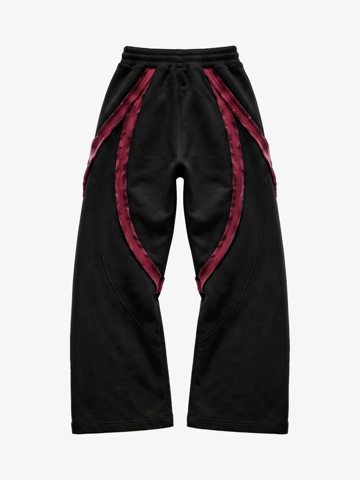 Pink Contrast Stripe Zip Hoodie & Curved-Leg Pants Set