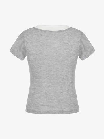Layered Look Henley Slim Fit Short Sleeve T-Shirt 