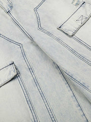 Distressed Denim Cargo Shorts