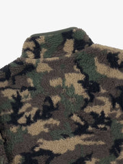 Letter Embroidered Camo Fleece Pullover Jacket