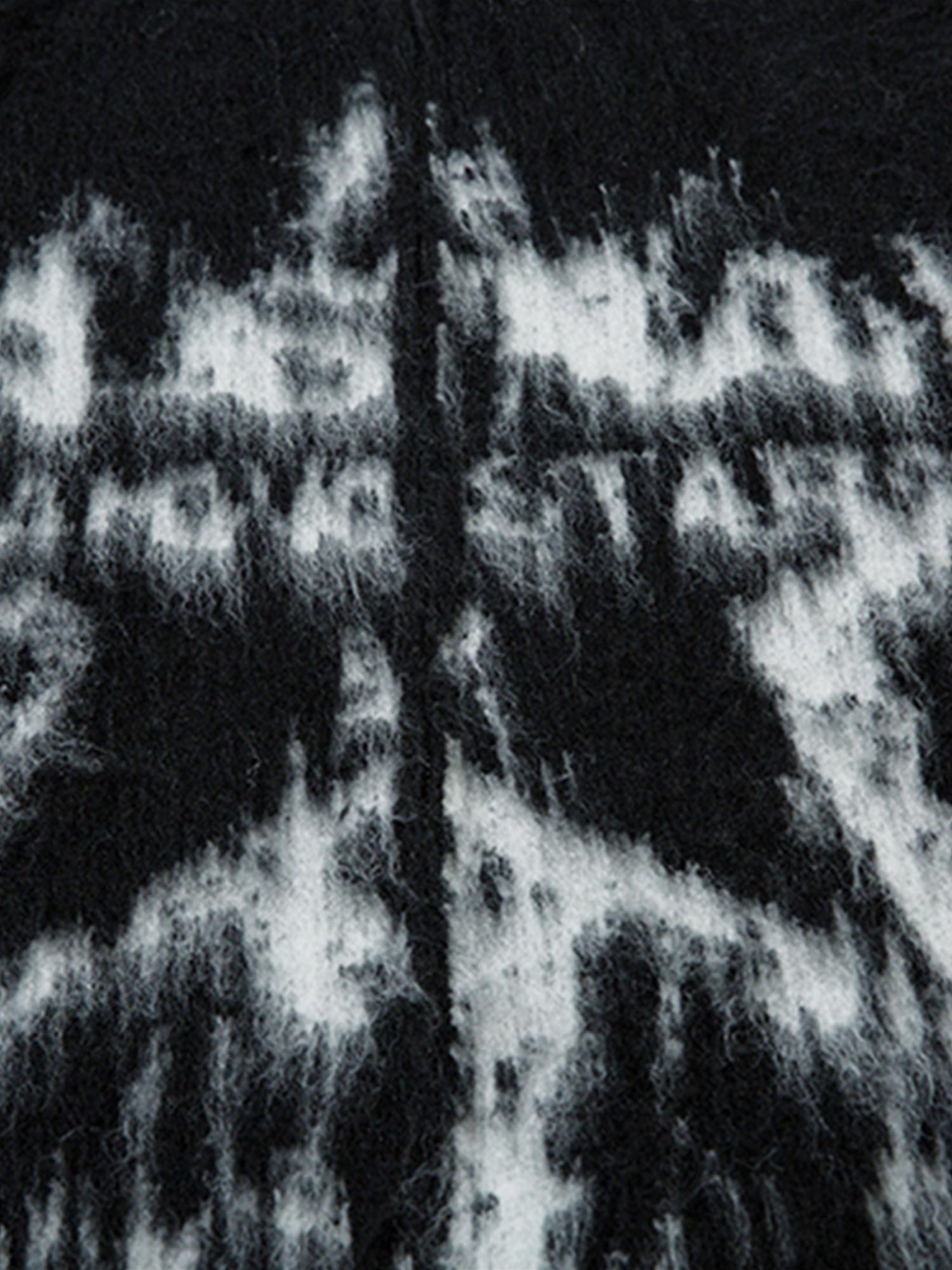 Thesupermade Star Mohair Fuzzy Hooded Zip Up Sweater 