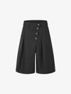 Multi-Button Diagonal-Placket Tailored Shorts