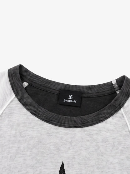 Skull Graphic Washed Layered Long Sleeve Tee
