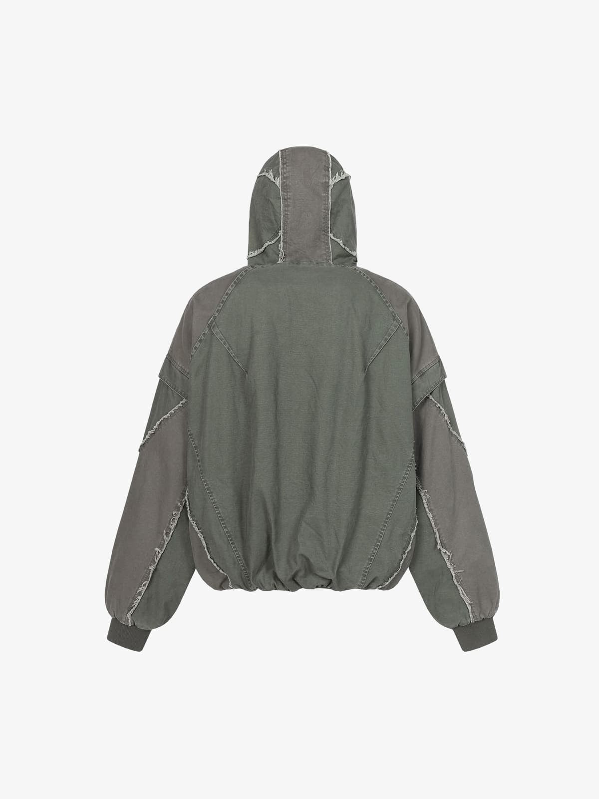 Retro Workwear Patchwork Hooded Utility Jacket 