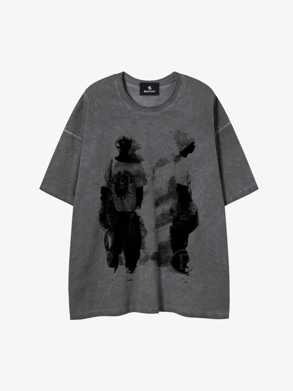 Acid Wash Figure Graphic Oversized T-Shirt 