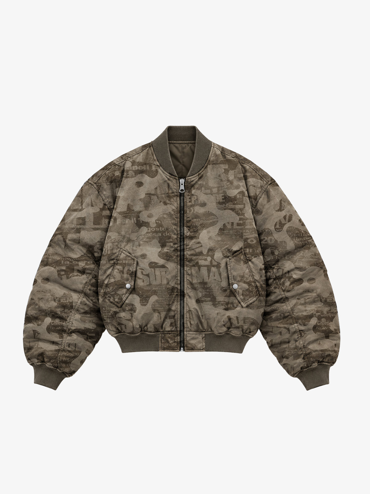 Camouflage All-Over Print Padded Bomber Coats