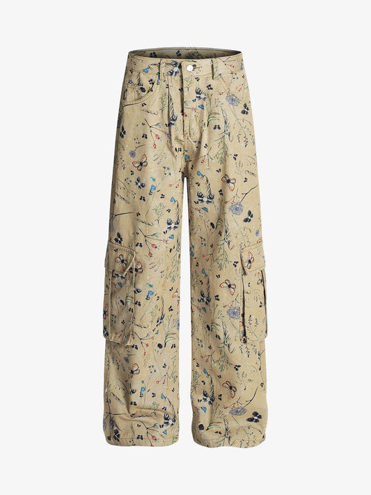Retro Jacquard Straight-Leg Personalized Work Pants 
