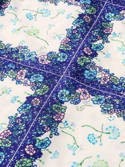 French Tulip Tile Camp Collar Boxy Shirt 