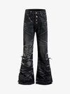 Button Fly Whiskering Bootcut Jeans